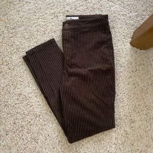 High-Waisted Striped Corduroy Pants